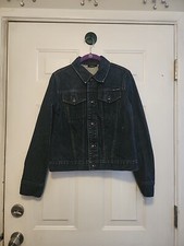 DKNY Trucker Jean Jacket Women  s M Dark Wash Y2K Style Preppy