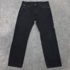 Levis Jeans Mens 36x32 Black 505 Regular Straight Cotton Denim Pants Zip Fly