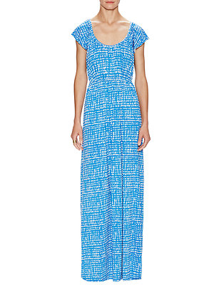 knee length dresses for ladies Blue Hydrangea strapped maxi dress main image 0