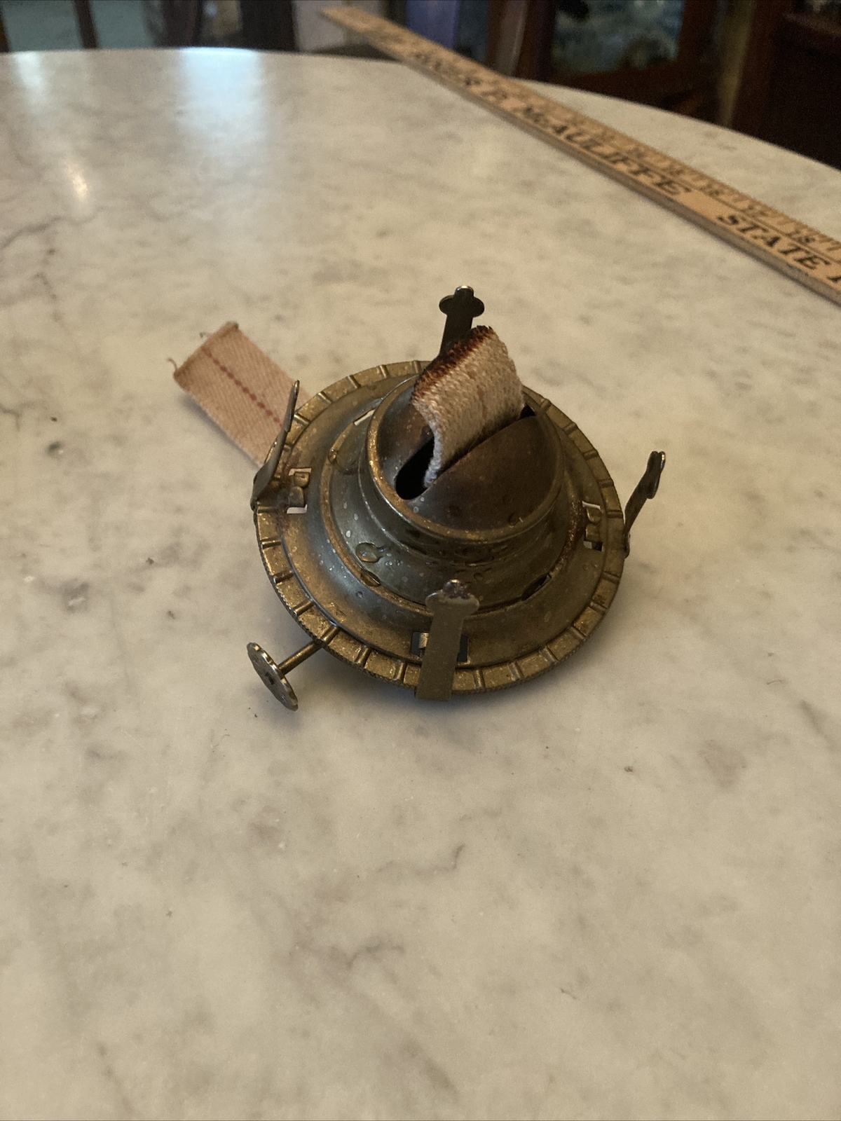 Antique Large Peanut Oil Lamp With Greek Key Pattern, 10.5” eBay