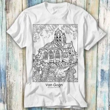 Van Gogh The Church At Auvers One Line T Shirt Meme Gift Top Tee Unisex 1380