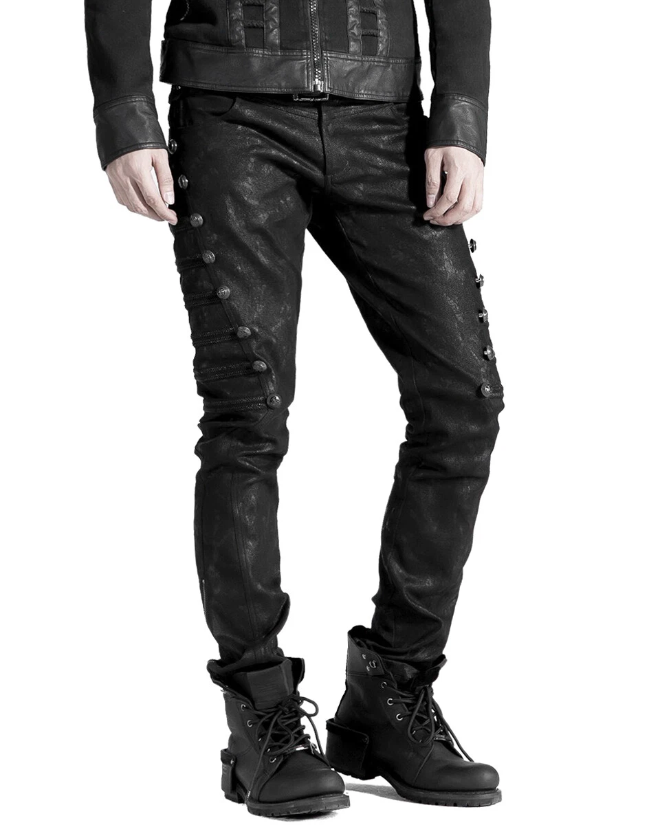 Rave Mens DieselPunk Military Jeans Pants Black Gothic Steampunk Trousers | eBay