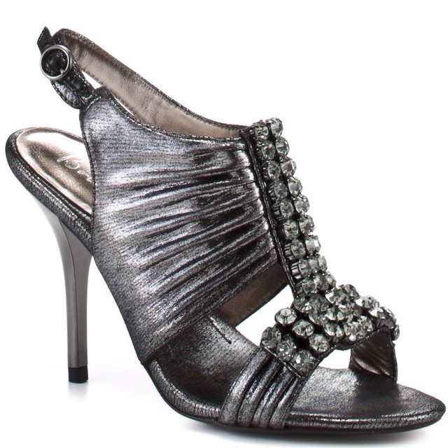 $285 New Bourne Adrianna Pewter Metallic Jeweled Shoes Heels Sandals 35 | eBay