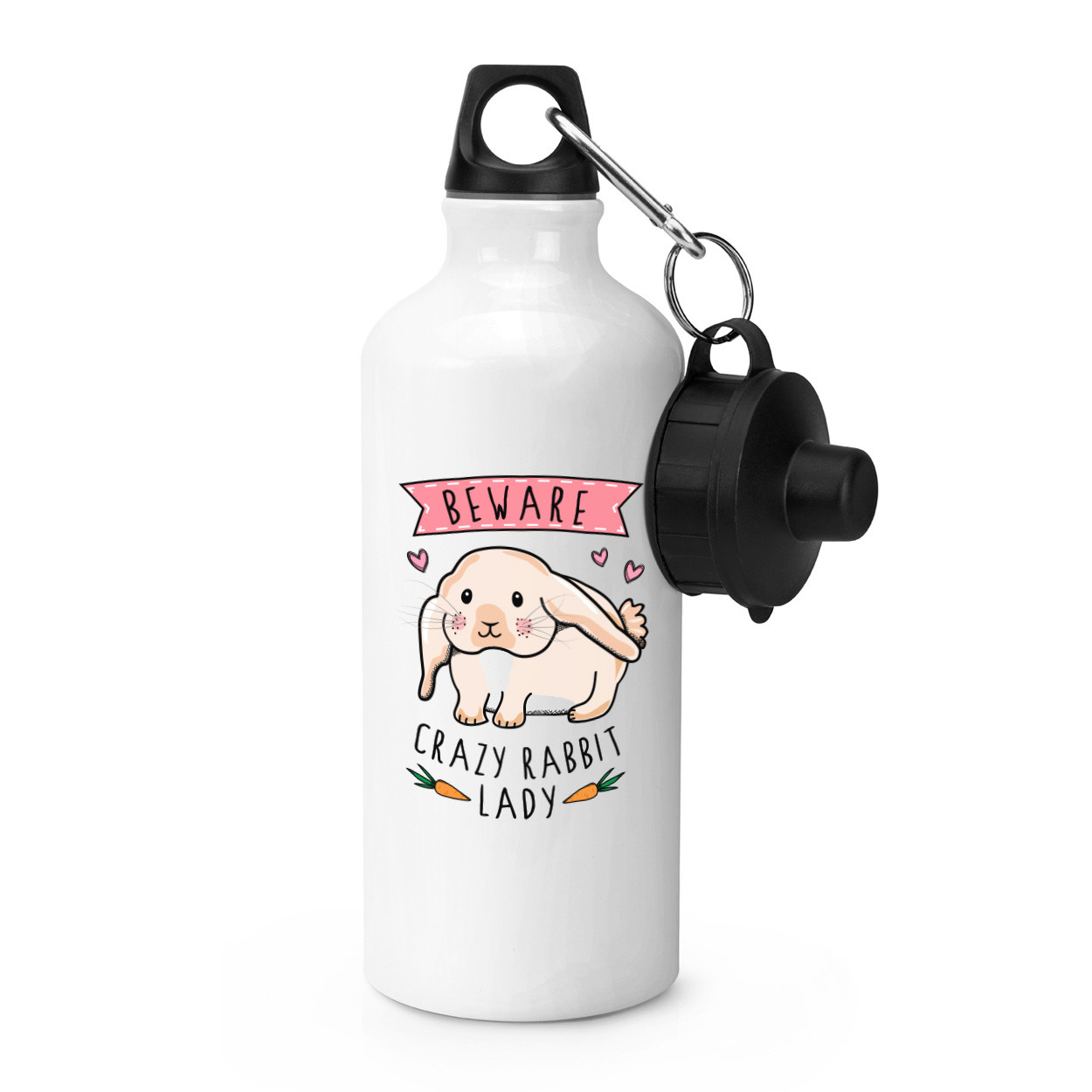 Beware Crazy Rabbit Lady Sports Drinks Water Bottle