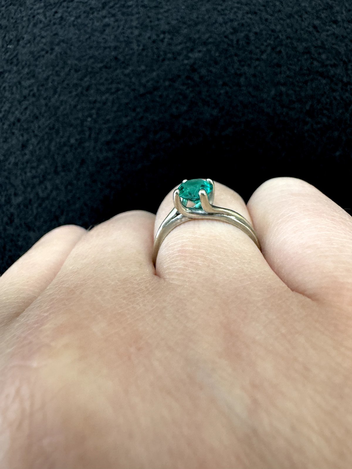 Simulated Emerald Solitaire Ring, 10k White Gold,… - image 5