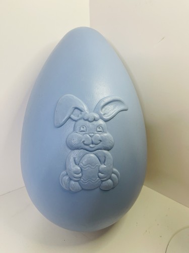 Vintage 1998 Grand Venture BLUE Large Easter Egg Blow Mold w Rabbit On Front