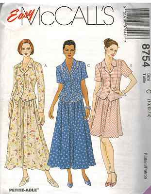 8754 UNCUT McCalls SEWING Pattern Misses Jacket Pull on Skirt Career OOP SEW FF
