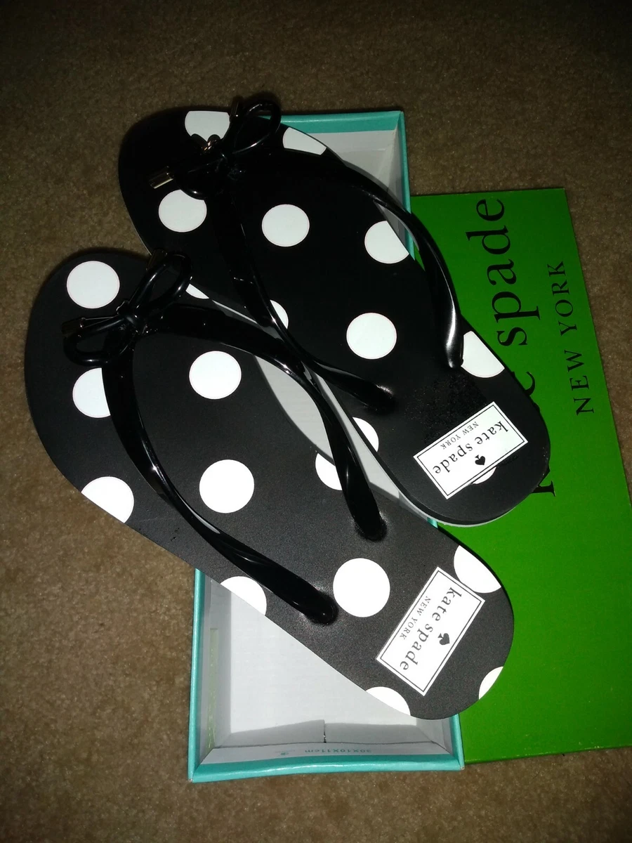 Kate Spade New York Black w White Polka Dot Flip Flop Sandal 6