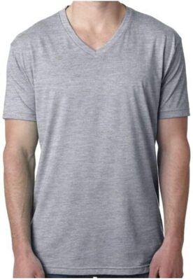 Camiseta Básica De Manga Corta Para Hombre Solid Bedo - Cuello En V, 100% Algodón, Corte Regular, Color Melange