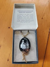 Vintage LORD NELSON Pottery Pomander Scent Bottle Pendant Necklace Black