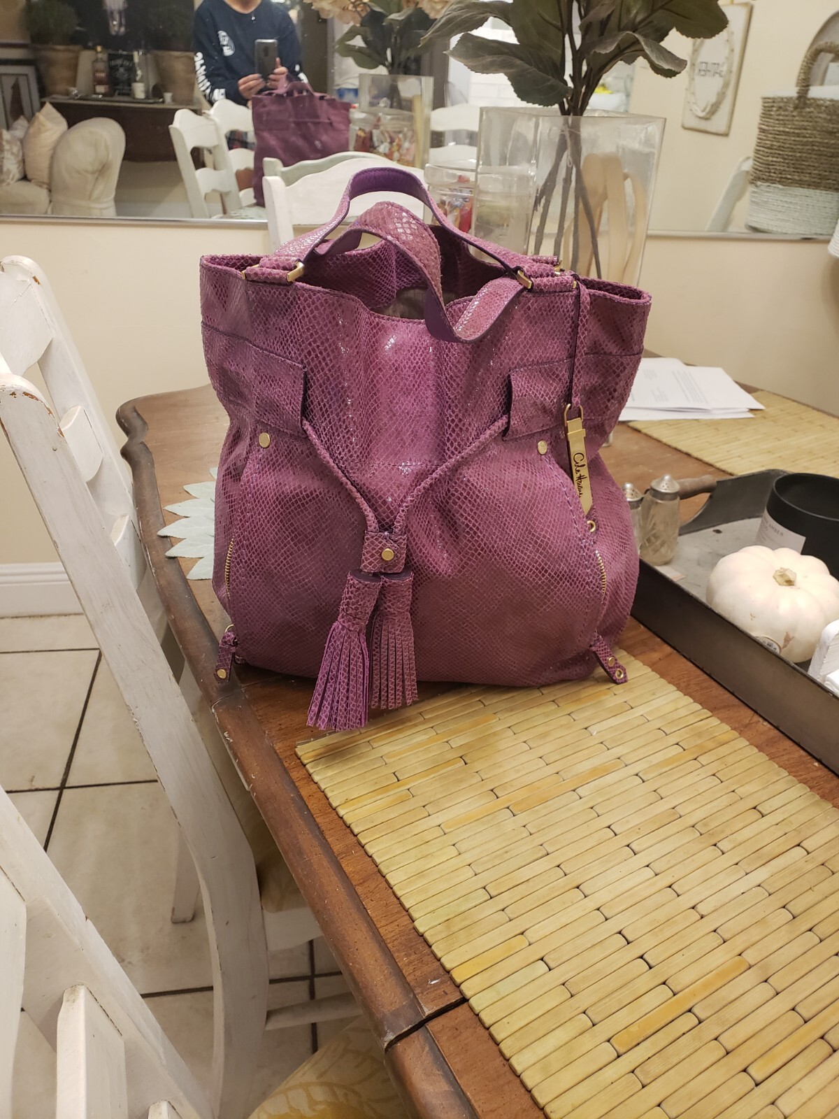 Cole Haan Marabelle Python Drawstring Shopper Tot… - image 1