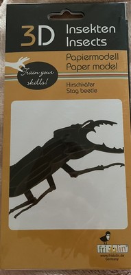 3D Papiermodell - Gottesanbeterin, Spezialkarton, gelasert Hirschkäfer Neu