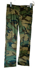 Wrangler Boys Cargo Camouflage Pant Sz 10R Green Cotton Stretch Adjustable Waist