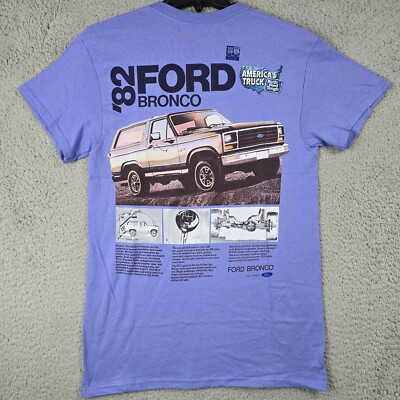 FORD BRONCO SHIRT ADULT SMALL PURPLE CLASSIC 4X4 TRUCK CASUAL MENS NWT
