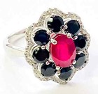 HSN Colleen Lopez Sterling Silver Ruby, Black Spinel & White Zircon Ring Size 5 — photo 4