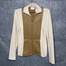 Liz Claiborne Full Front Zipper Wool/Angora Rabbit Blend Sweater Jacket- Sz L