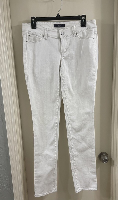 Ann Taylor Denim Modern Skinny Ankle Jean White Stretch Denim Size 6 EUC