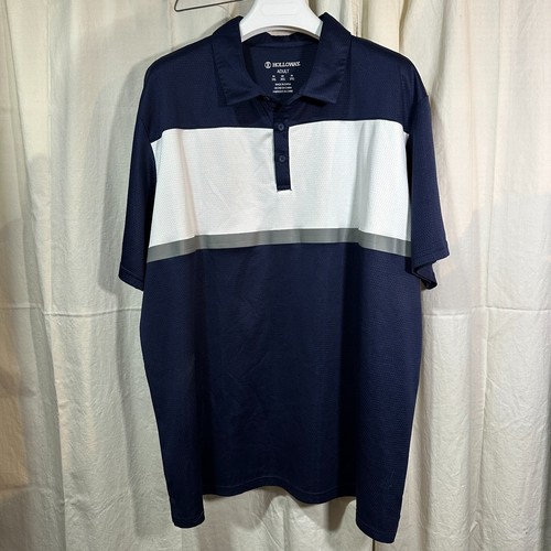Holloway Men's Prism Bold Polo Navy Blue with White Center Short Sleeve Size 3XL