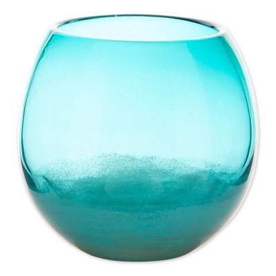 Large Glass Aqua Fish Bowl Vase 7.5x7.5x7.25 Indoor Home Decorative Collectible