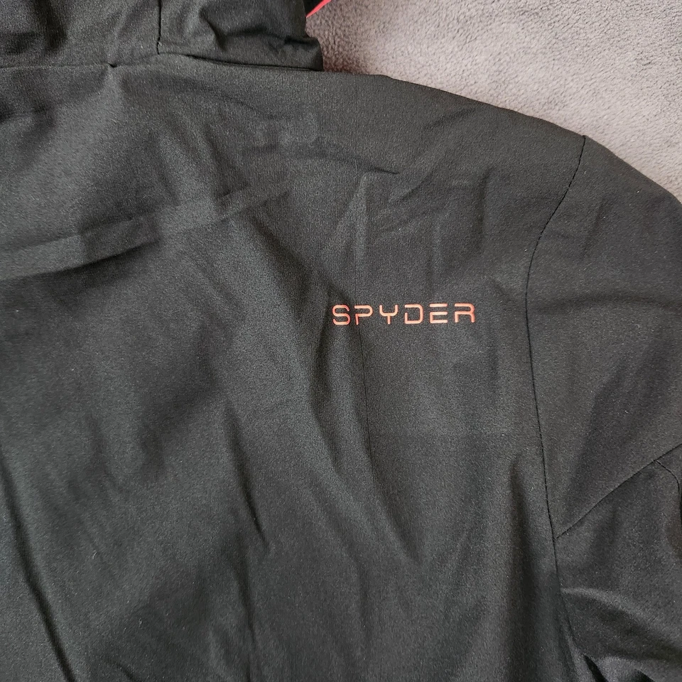Spyder Superlite Jacket Kids Medium 10/12 Black Red Hooded Full Zip Lightweight - Image 3 of 4