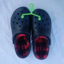 Crocs Classic Lined Buffalo Check Clog Black US Men's Size 10 Women's 12 NEW 