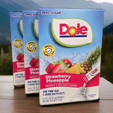 3x Packs Dole Strawberry Pineapple Sugar Free Drink Mix  6 Packets Per Box