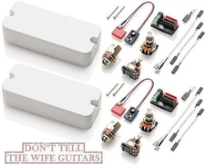 2-EMG PFT WHITE SET P-90 STYLE & SIZED HOUSING WITH FT TELE NECK SOUND & WIRING
