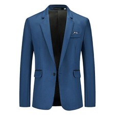 Mens Formal Business Blazer Jacket Wedding Party One Button Smart Suit Coat Top