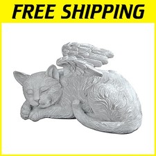 Cat Angel Pet Memorial Statue, Antique Stone Finish