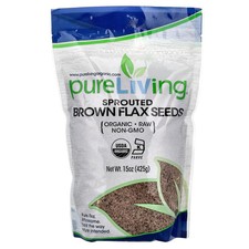 Organic Sprouted Brown Flax Seeds, 15 oz 425 g 