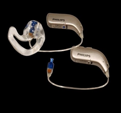 PHILIPS HearLink 9040 MNR T R Rechargeable Bluetooth Hearing Aids w/ Charger