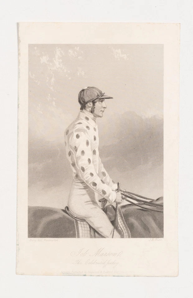 HUNT (19.Jhd) nach HALL (*1813), Porträt des Jockeys Job Marson, Sst. Biedermeie - Bild 2 von 4