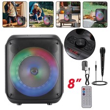 Portable Bluetooth Speaker Mini 8" TWS/FM/USB/TF/AUX For Home Party W/Mic Remote