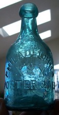 1850s IRON PONTIL PHILADELPHIA XXX PORTER & ALE SQUAT BLOB TOP HONEDALE BOTTLE
