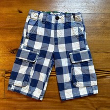 Mini Boden blue white checked cargo shorts SIZE 6