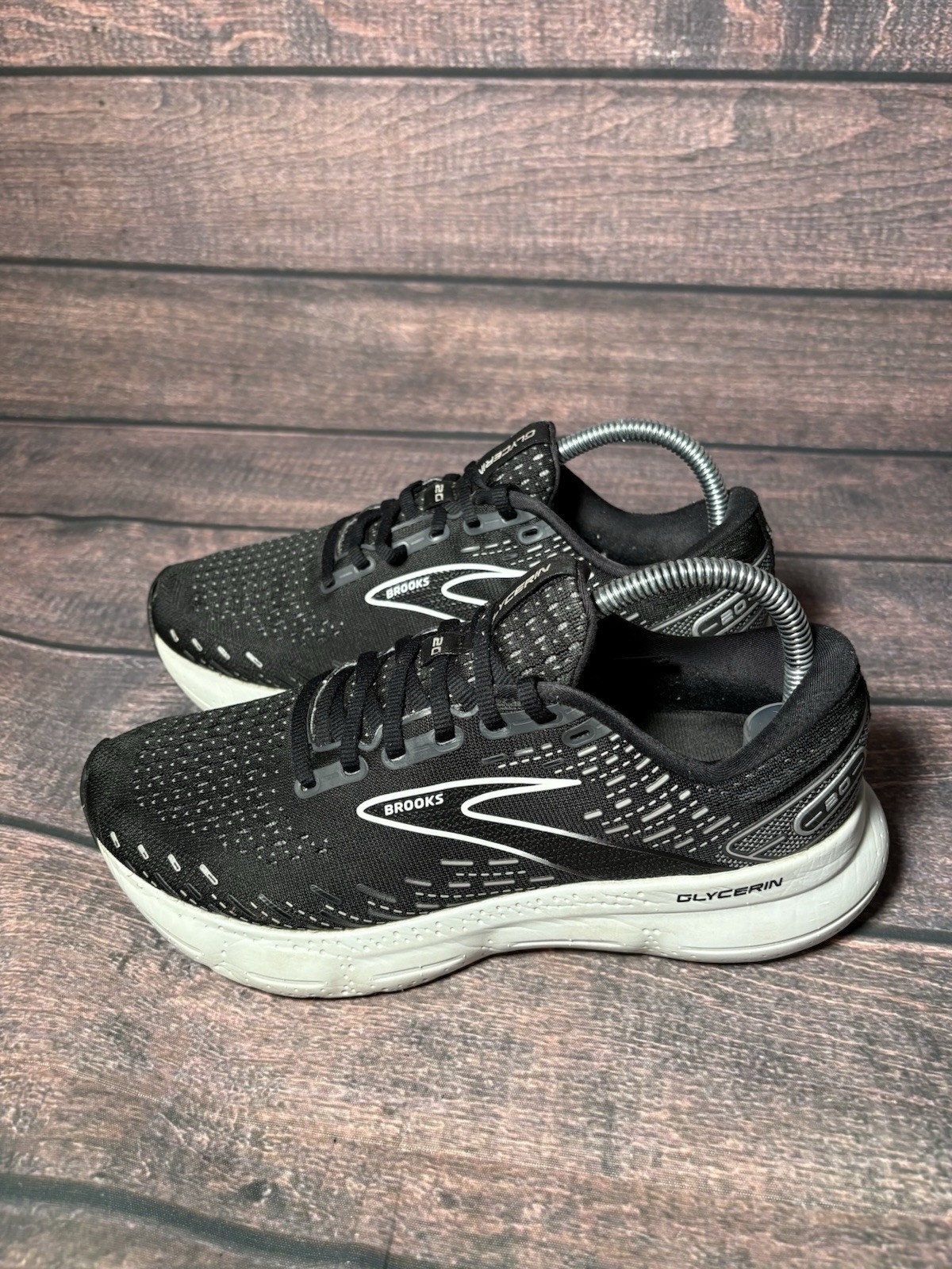 Brooks Glycerin 20 Running Shoes Womens Size 9 B Black Sneakers 1203691B059