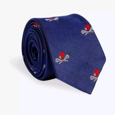 Vineyard Vines Men Woven Silk Crossed LAX LaCrosse Sticks Neck Tie Navy Blue
