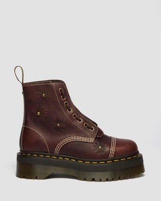 Dr. Martens Sinclair Flower Grizzly Leder Plateau Iconic Stiefel dunkelbraun