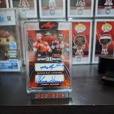 Leaf Sports Heroes Sugar Ray Leonard & Tommy Hearns Autograph Insert Card 1 of 1