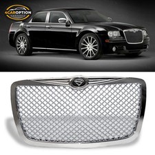 Fits 05-10 Chrysler 300c Chrome Abs Front Bumper Mesh Grill Hood Grille S Logo