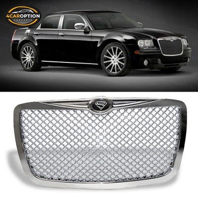 Chrysler 300C LEXANI ASNANTIグリル Fits 05-10 Chrysler 300C Chrome ABS Front Bumper Mesh Grill Hood