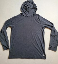 Reebok Hoodie Boys Large Gray Stretch Long Sleeve Activewear Pullover