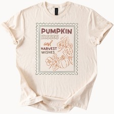 Pumpkin Kisses Harvest Wishes Fall Shirt Cute Autumn Pumpkin Graphic Tee