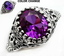 2CT Alexandrite 925 Solid Sterling Silver Filigree Ring Jewelry Sz 6 AZ2