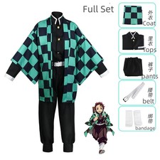 Demon Slayer: Kimetsu no Yaiba Kamado Tanjirou Coat Tops Pants Set Cos Costume