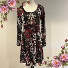 Floral and Leopard Print Long Sleeve sweater Dress size medium