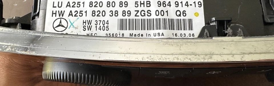 Mercedes GL450 ML350 2006-2008 calefacción aire acondicionado climatización A 251 820 82 89 ¡OEM! Foto 4 de 4
