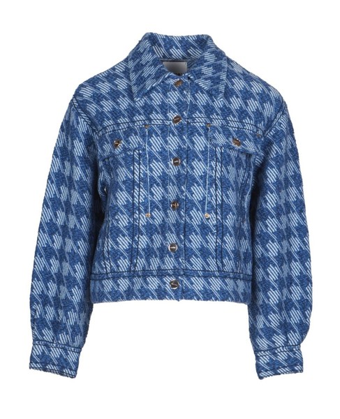 Sandro Balthazar Jacke Blazer Tweed Hahnentritt Blau Baumwolle Bouclé Gr 34 Xs-image