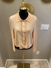 St John Collection Knit Cream Color Long Sleeve Top Size 12