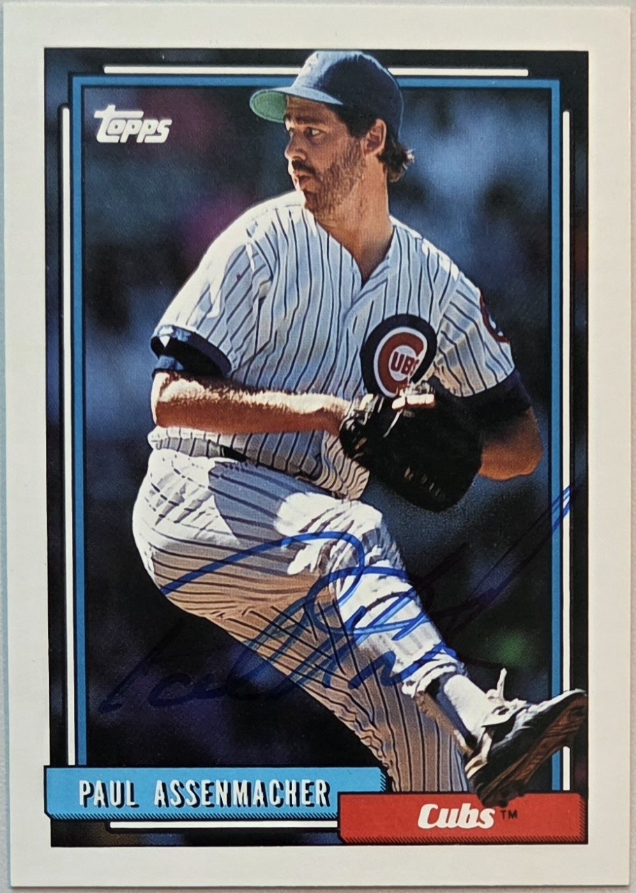 1992 Topps Paul Assenmacher Auto Card #753 Chicago Cubs Baseball Signed MLB